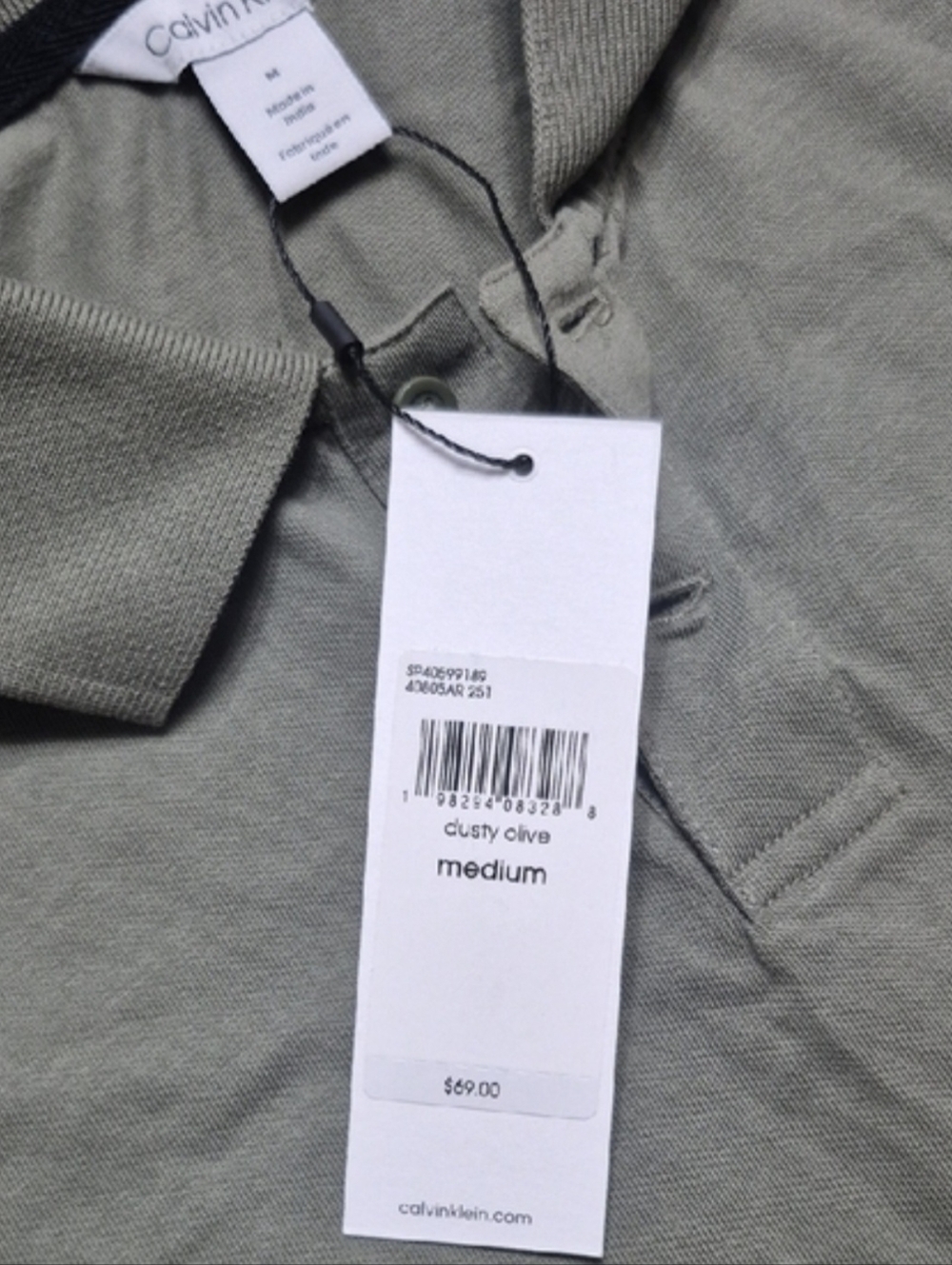 Calvin Klein Olive Green Polo Shirt - Picture 4 of 4